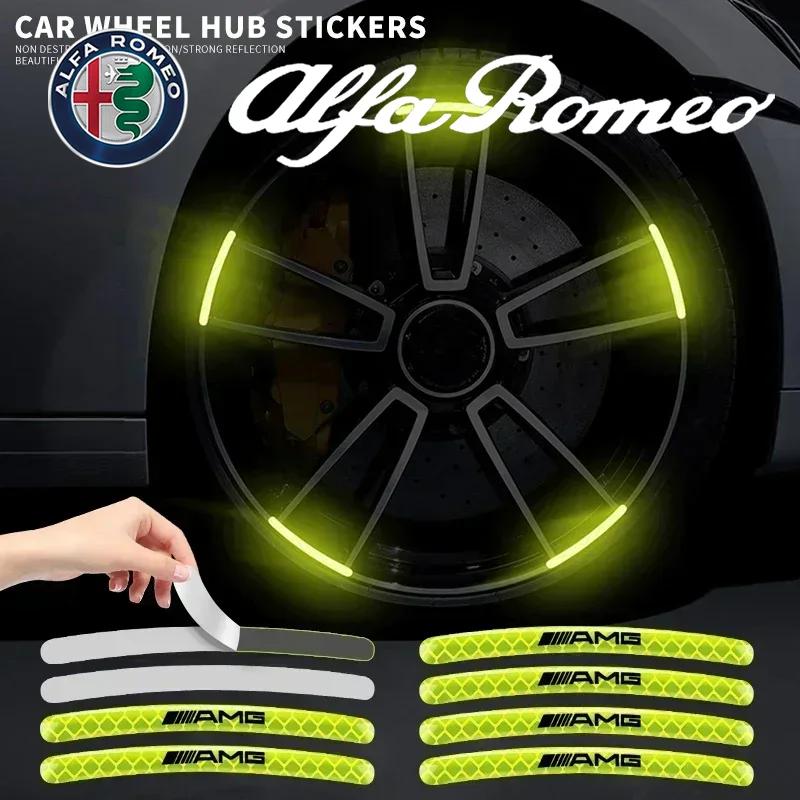 ZPU1  5/10/15/20pcs Luminous Car Wheel Hub Stickers High Reflective Stripe Tape For Mercedes Benz AMG GLC GLE GLB W205 W203 W211 W212