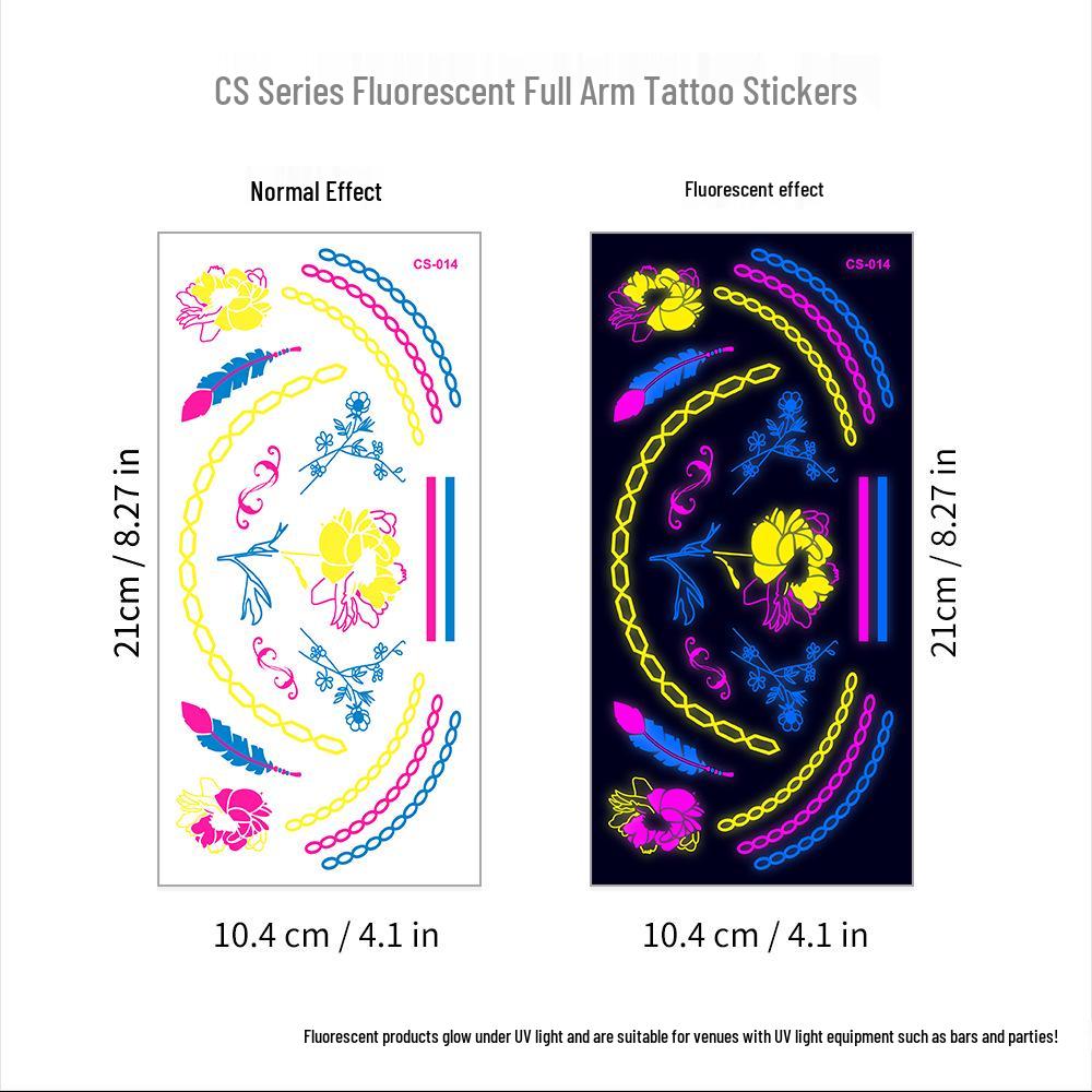Creative Fluorescent Waterproof Full Arm and Face Tattoo Sticker