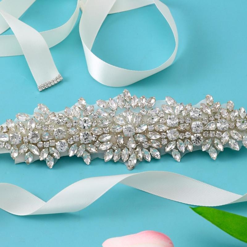 Handcraft Rhinestones Wedding Sash for Bride Wedding Gowns and Special Event Outfit Formal Occasion Waistband Adjustable