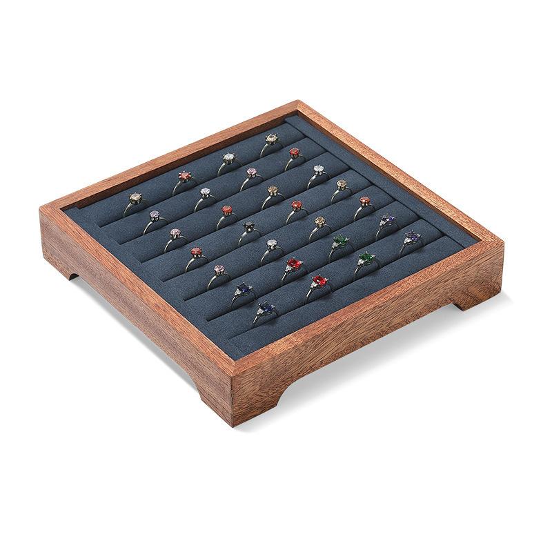 

Wooden Jewelry Display Tray Large Capacity Ring Storage Trays Counter Earring Organizer Display Props Jeweler Jewelry Tray темно-синього кольору