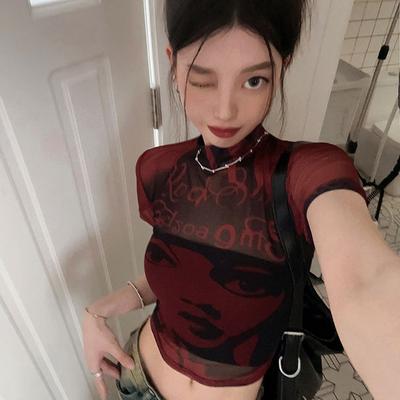 Women Y2K Gothic Grunge T Shirts Streetwear Hip Hop Crop Tops Punk Casual Tees Korean Style Female Clothes