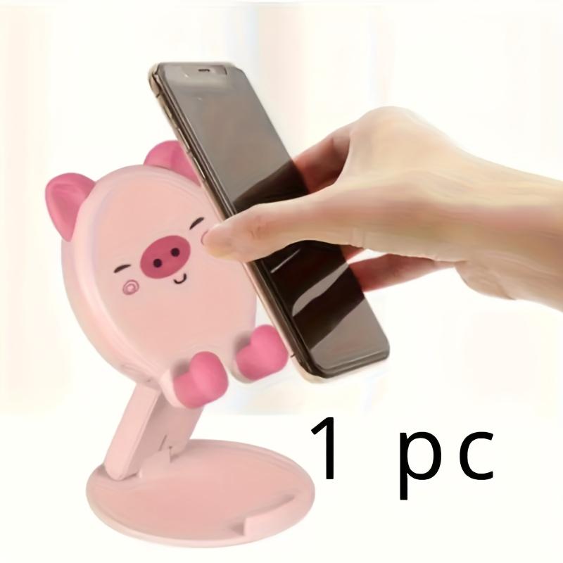 1pc Cute Pig Phone Holder Compatible for all Smartphones - Adjustable Folding Stand, Portable Bank-Shaped Phone Stand for Desk, Bedside, Travel