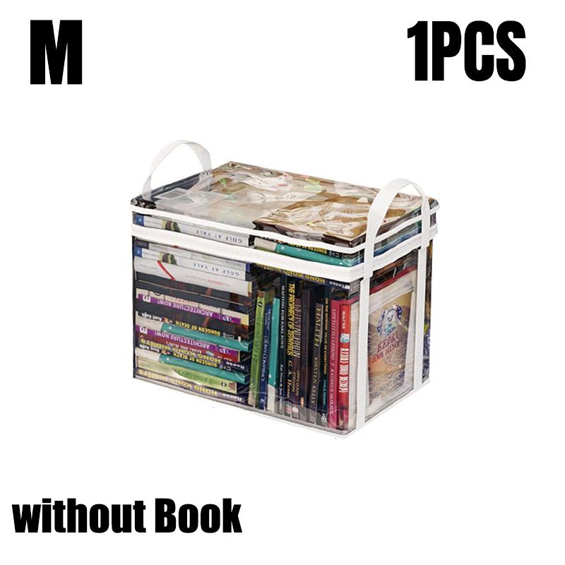 Foldable Book Box Student Textbook Organizer Bag Large Capacity Transparent Storage Box Portable Zipper Waterproof Sundries