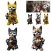 Whimsical Garden Decor Resin Statue Of Cat With Dwarf Handcrafted