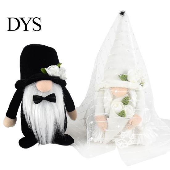 Braut Bräutigam Plüschfiguren 2 Stück/Set Puppe Spitze Design Biegsamer Arm Stoff Zwerg Nase Blume Verzierungen Hochzeitsgeschenke Puppen