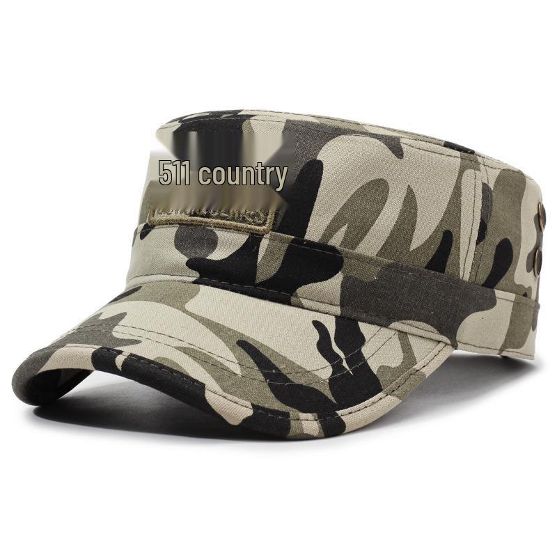 Men's Camouflage Flat-Top Baseball Cap: Embroidered Sun Protection Hat for Outdoor Sports