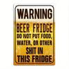 Vintage Metal Wall Sign 12x8 Inch Beer Fridge Warning Art for Home Bar Man Cave Garage Pub Decor