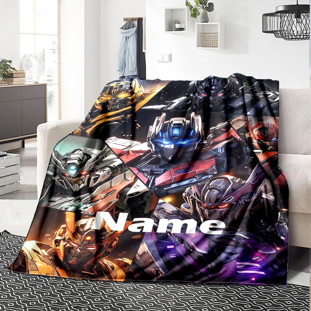 Custom Name Transformers Theme Printed Blanket - Perfect for Couch, Bed, Travel & Outdoor Use | Machine Washable, Cozy & Durable.