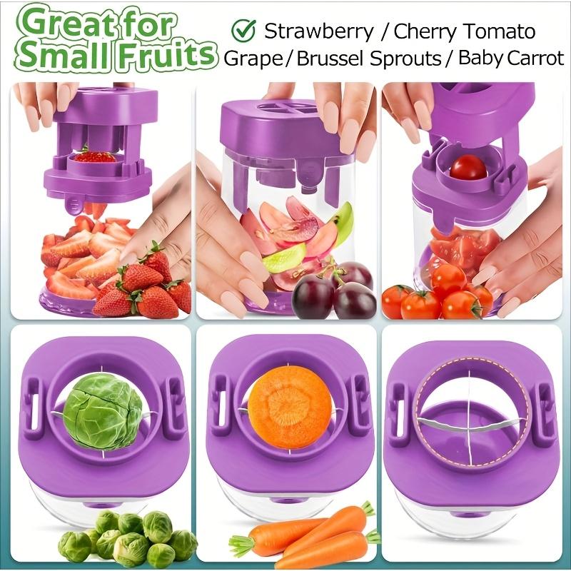 Small Fruit Cutter, Stainless Steel Cutter for Strawberry, Grape, Cherry Tomato, Detachable Bite Size Food Cutter