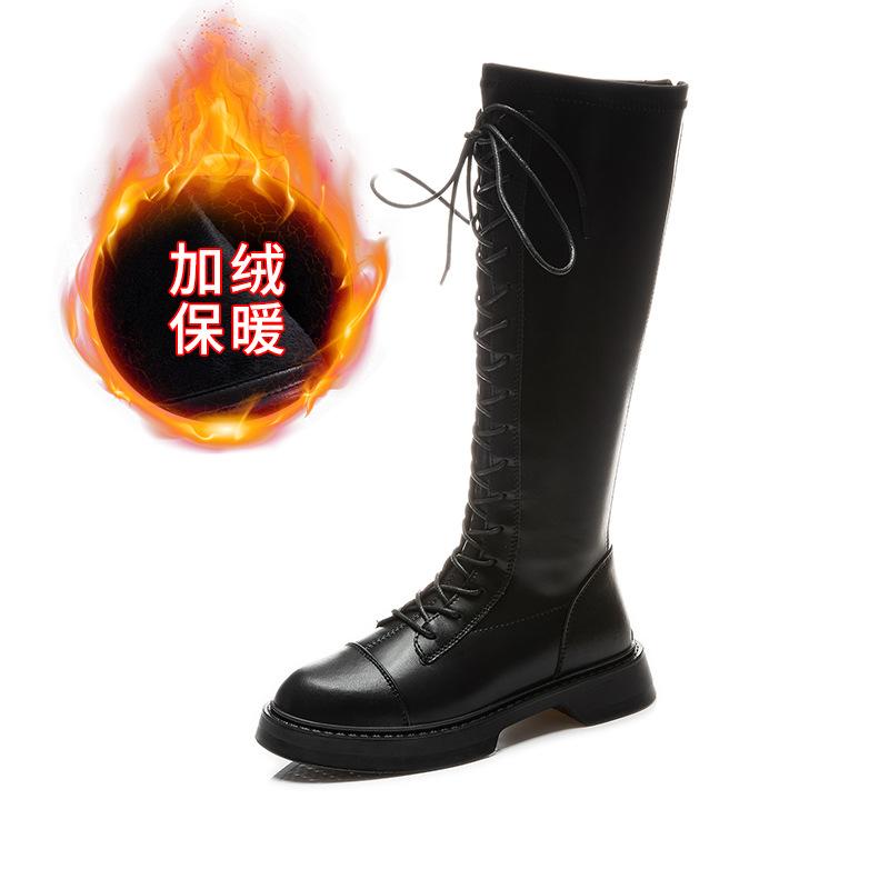 Leather Knight Boots Women's 2025 Autumn New Thick-soled Heightening Boots Casual Versatile Boots Fashion Women's Boots Trend