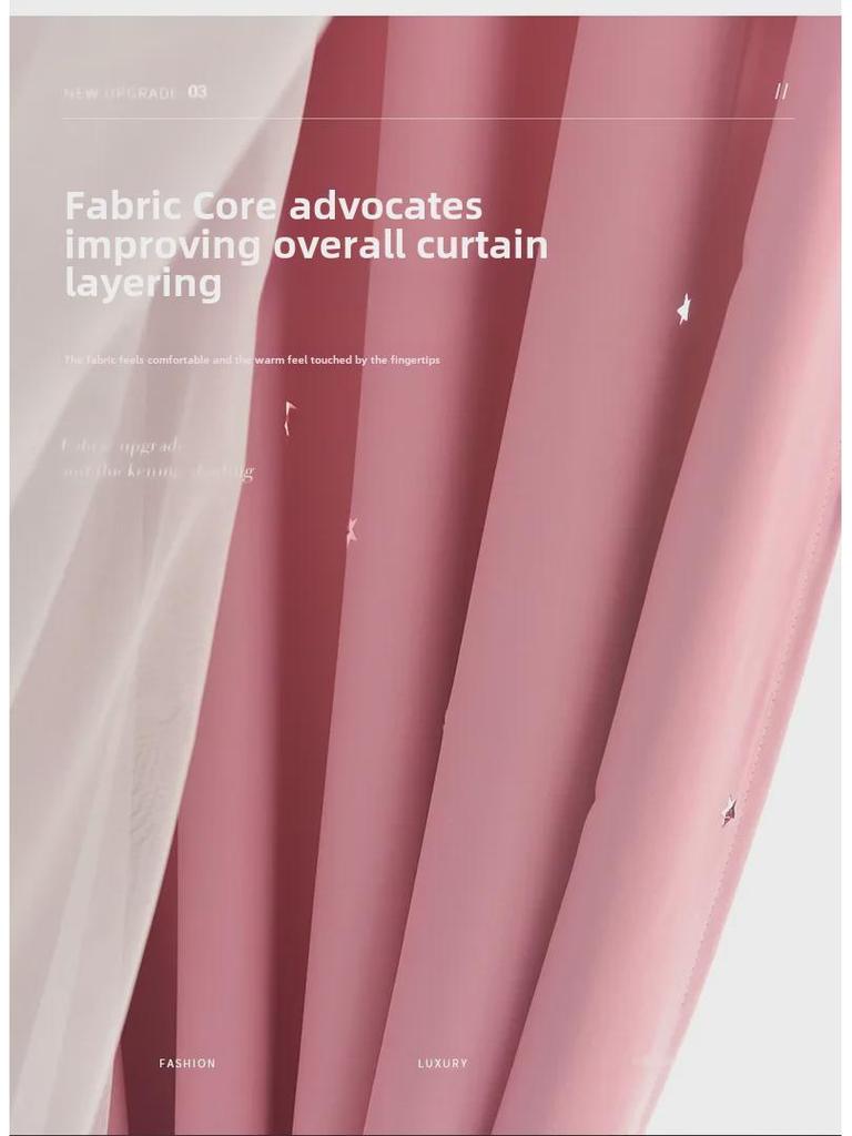 Modern Double-Layer Star Blackout Curtain Fabric for Bedroom and Living Room