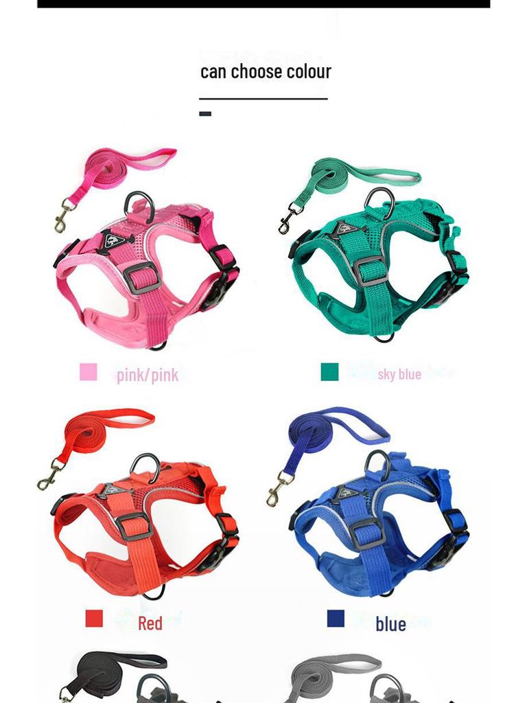 Adjustable Anti-Breakaway Pet Harness and Leash Set for Dogs and Cats