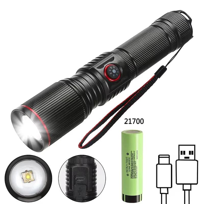 Super Bright LED Flashlights High Lumens Rechargeable Zoom Torch Waterproof Flash Light 5Modes Powerful Camping Hiking Lantern