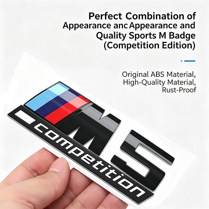 NTSM5 Glossy Black COMPETITION Bar Underlined Emblem For BMW Thunder Edition M1 M2 M3 M4 M5 M6 M7 M8 X3M X4M X5M X6M Car Trunk Sticker