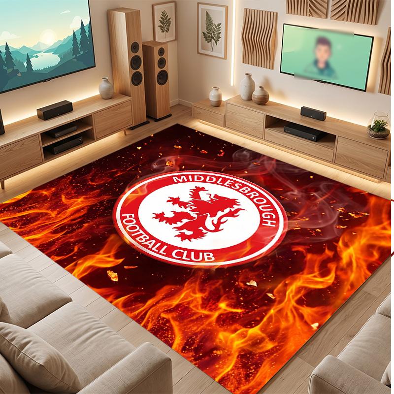 Tappeto in Velluto di Cristallo con Stampa del Middlesbrough Football Club, Comodo Assorbente d'Acqua Antiscivolo Tappeto per Pavimenti Interni