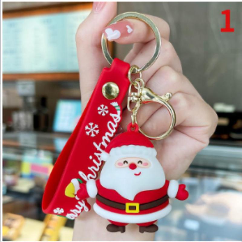 1 Pcs Santa Keychain Cartoon Claus Key Fob Cute Xmas Tree Keyring for Christmas Decoration Phone Backpack Purse Gift.