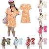 Girls Animal Print Dress Loose Fit Short Sleeve Round Neck Lightweight Summer Dress for Kids Casual Wear