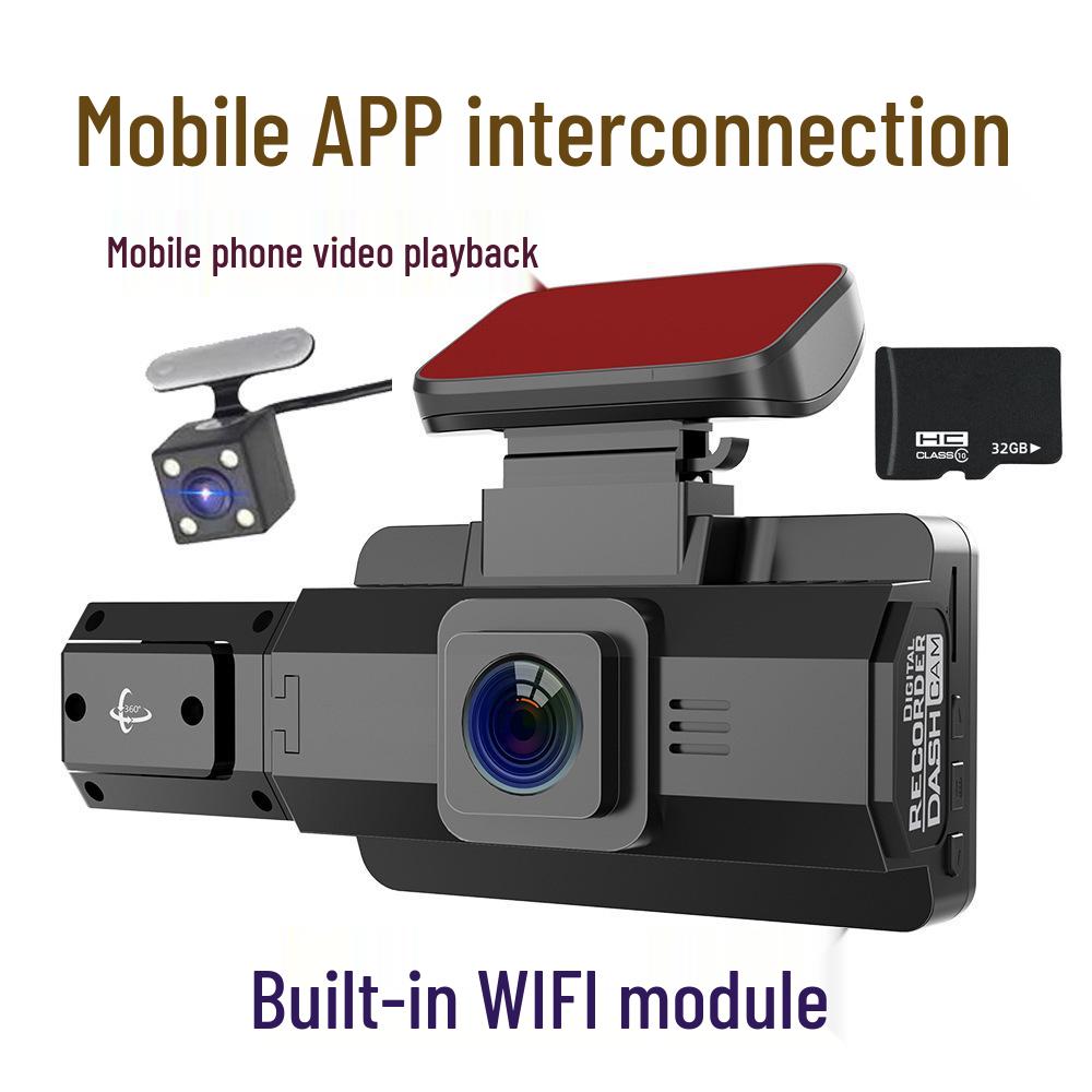 3" 1080P HD Car Dash Cam with Infrared Night Vision, Parking Monitor, and WIFI