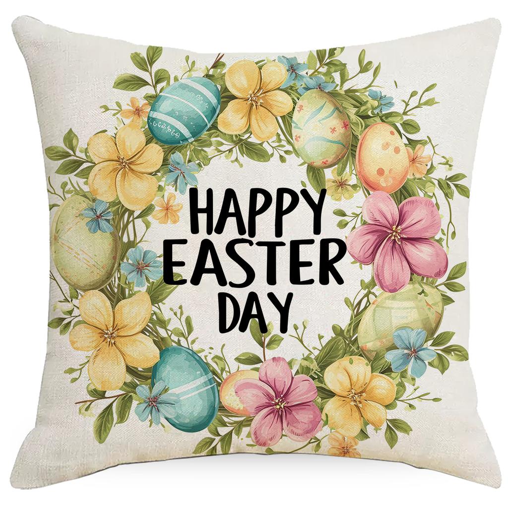 New Easter Pillowcase Country Cartoon Rabbit Easter Egg Pillowcase Sofa Cushion Pillowcase