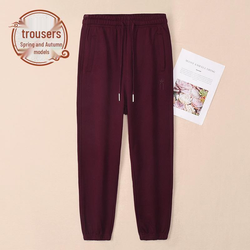 Women's Dark Gray Casual Sweatpants - Plus Size, Pure Cotton, Spring & Autumn 2025 Collection