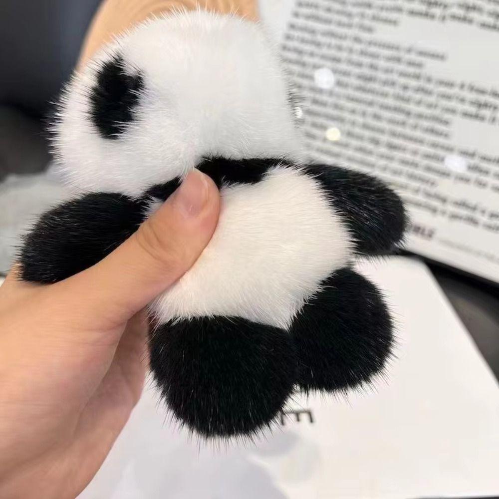 Animal Dolls Panda Furry KeyChain Imitation Mink Fur Mink Hair Keyrings  Bag Charm