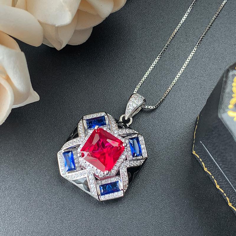 Jewelry Set, Ring, Necklace Will Change Color, Red Corundum, Colored Zirconium, Women'S High-End Fashion, Light Luxury And Versatile.