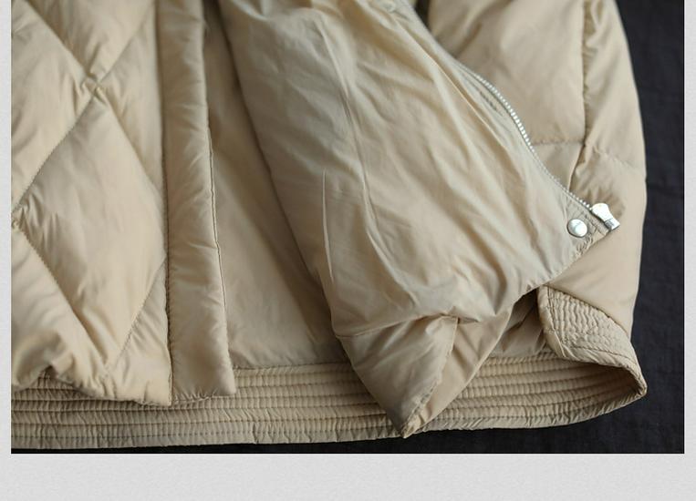 Korean Style Mid-Length Hooded Women’s Down Jacket - Autumn/Winter Trendy Diamond Quilted Design