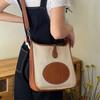 Retro bag, bucket bag, vegetable-tanned cowhide patchwork genuine leather women's bag, versatile for commuting, single-shoulder crossbody bag