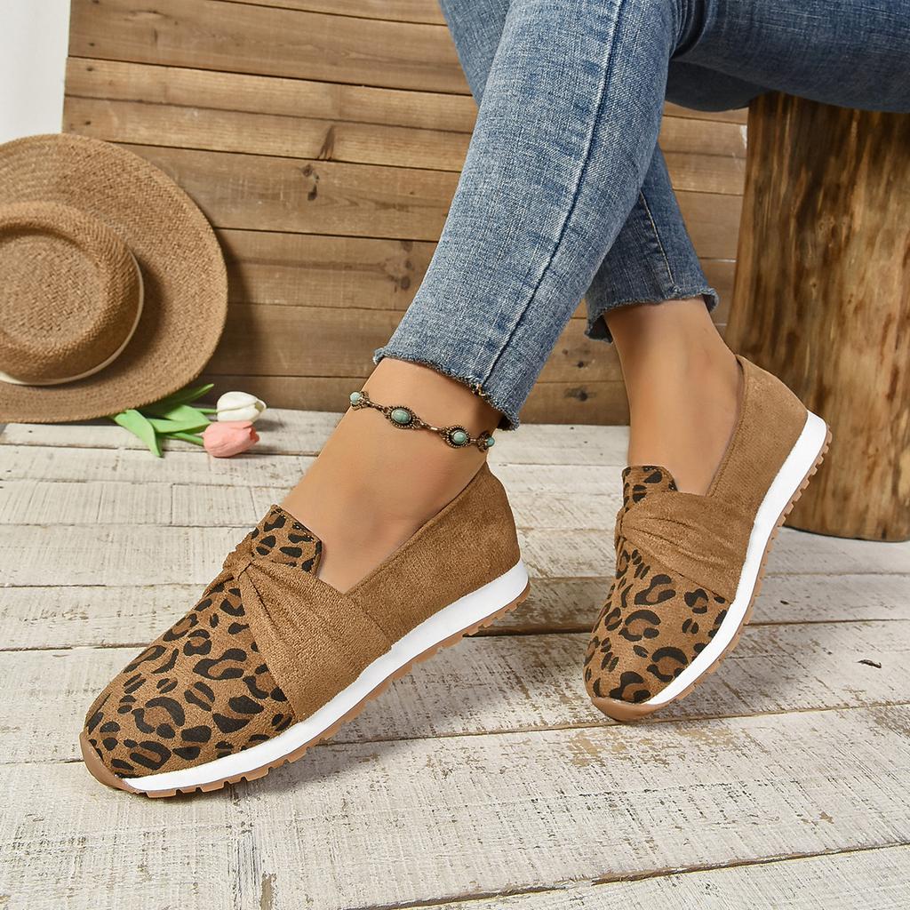 Women Thick Leopard Print Casual Slip-on Loafers Fashion Non Slip Soft Sole Platform Shoes Women Spring Comfortable Sports Shoes
