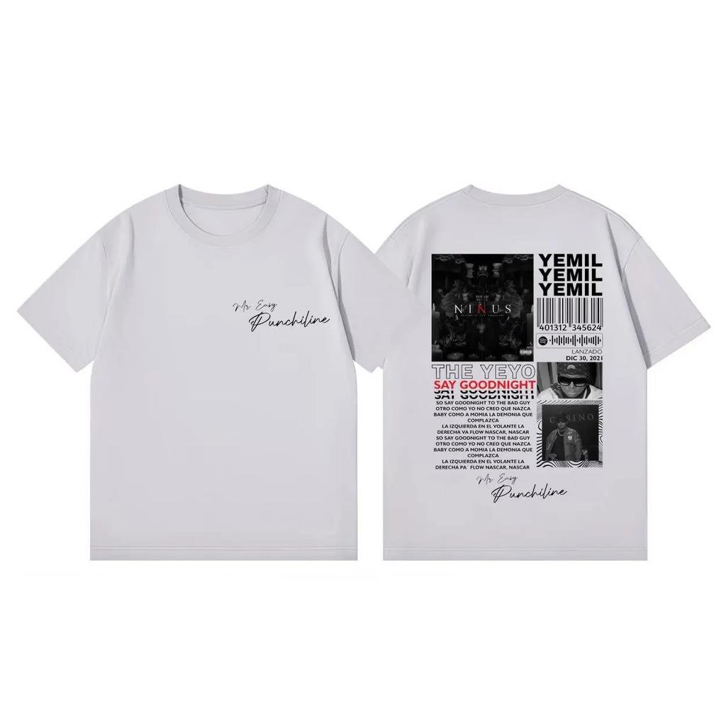 Hochwertiges Baumwoll Oversized T-Shirt Rapper Yemil Album Merch T-Shirts Unisex Damenmode Hip Hop Vintage Kurzarm T-Shirt