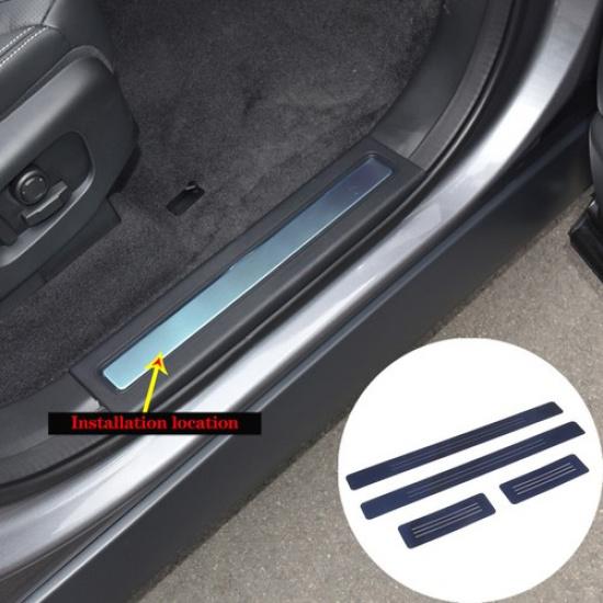 Blue Steel Inner Door Sill Strip Sticker For Land Rover Discovery 5 LR5 2017-22