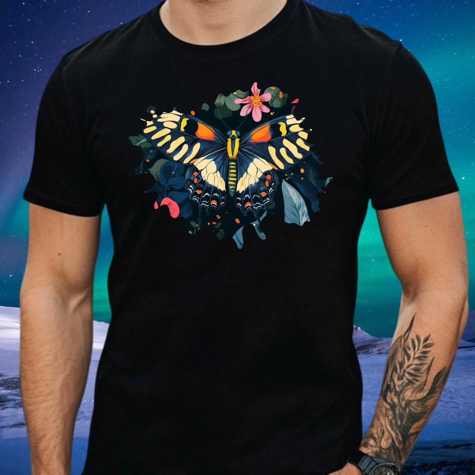 T-Shirt Herren Motte mit Blumen Motiv Baumwolle Größe S bis 5XL XXXXL