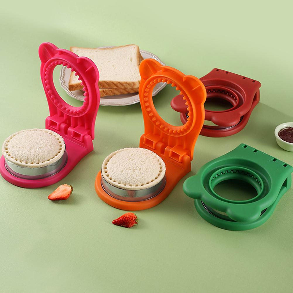 Stainless Steel Round Sandwich Press Mold Sealer Non-Stick Leak-Proof Kawaii Design for Meal Prep Kids’ Lunchbox Camping Snacks