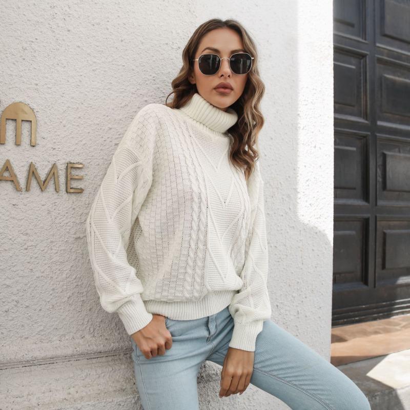 Women S Loose High Neck Long Sleeve Knit Sweater