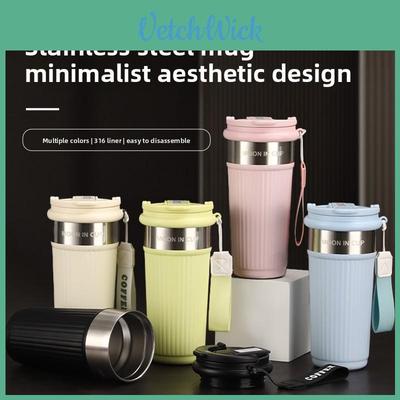 Modern Double Wall Insulated Coffee Mug With Straws For Home Office Use
