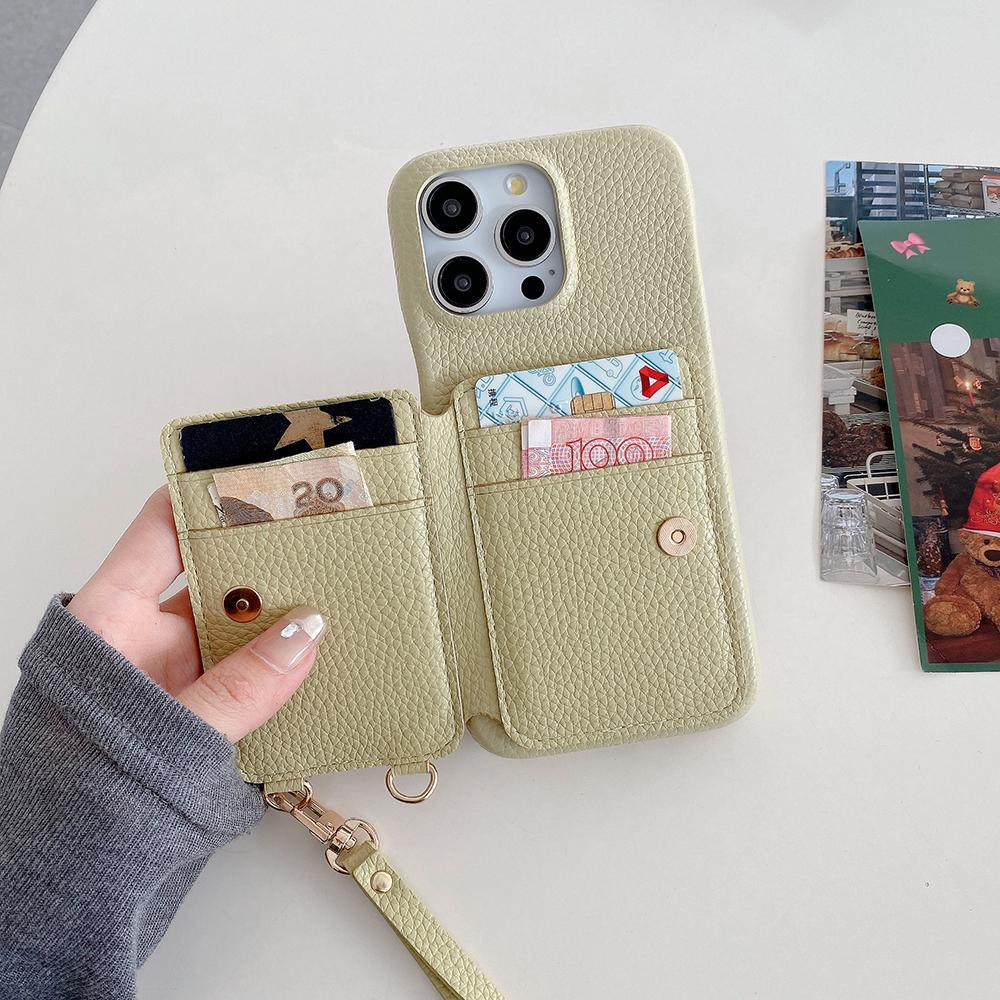 For iPhone 15 Pro Max Case Card Slots Kickstand PU Leather Back Cover with Ring Holder,Wrist Strap