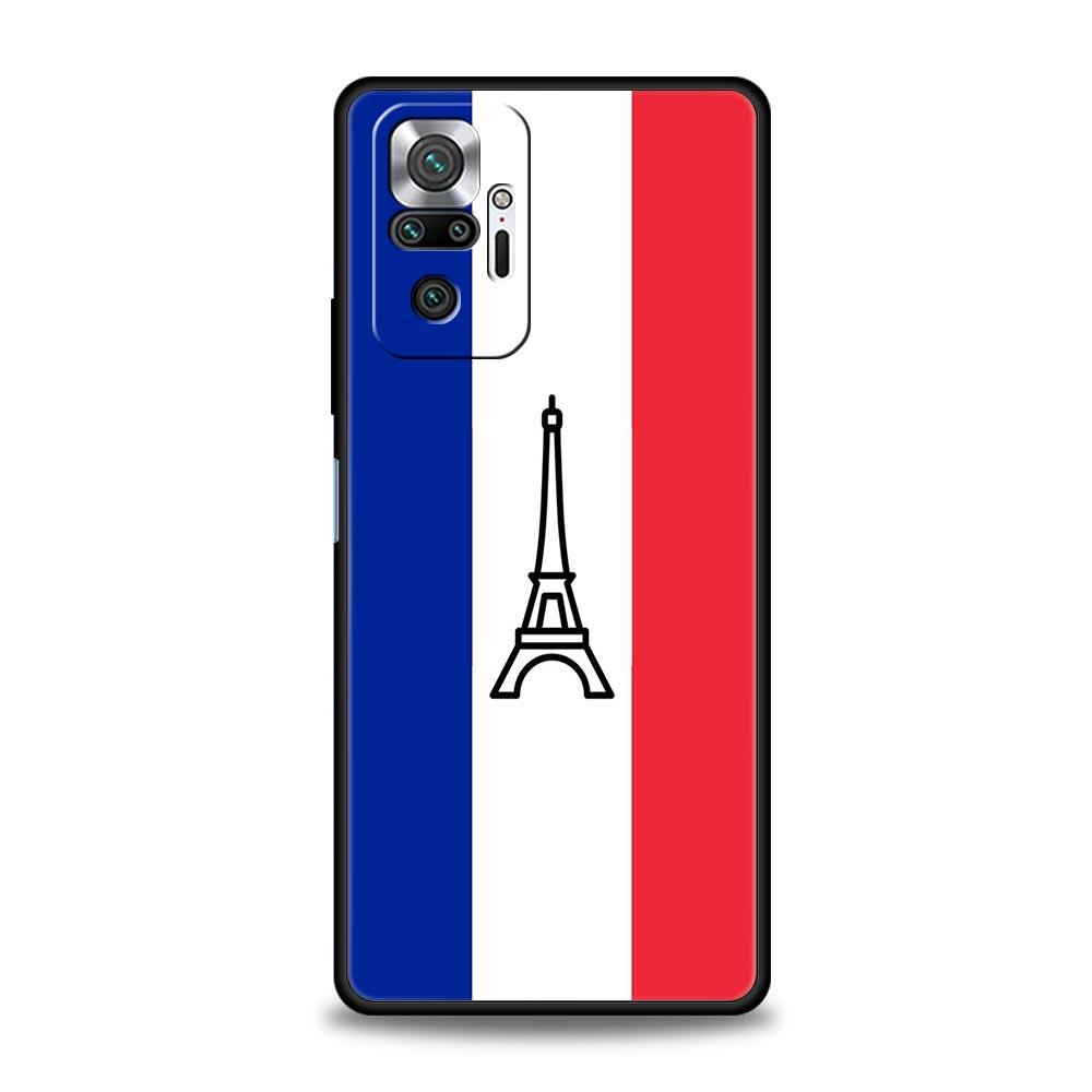 Phone Case For Xiaomi Redmi Note 12 10 11 9 8 Pro Plus 9S 7 8T 9T 9A 8A 9C K40 Gaming Soft Cover Bumper France Flag Soccer Paris
