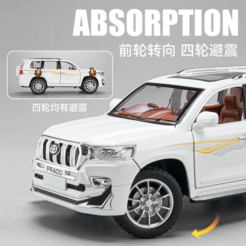 1:24 Toyota Prado Off Road SUV Alloy Metal Diecast Model Car High Simulation Children Collectibles Ornaments Holiday Present Toy