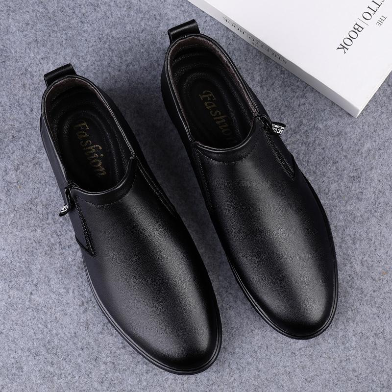 New 2024 Men Boots Comfortable Warm Fashion Ankle Boots Casual Men Leather Boots Business Men Snow Boots Platform Leather Boots