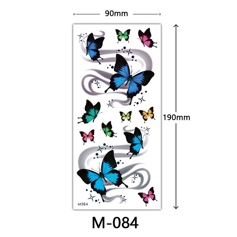 Waterproof Three-Dimensional Color Print Tattoo Sticker, Butterfly Flower Animal Tattoo