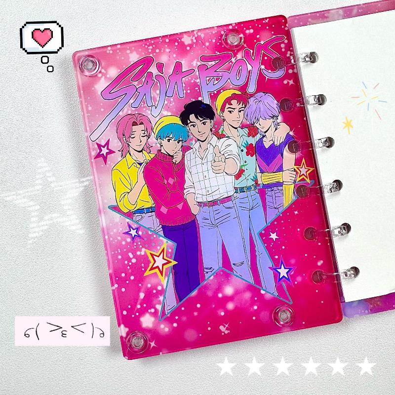 Kpop Demon Hunters Acrylic Binder Handbook A7 Notebook Cute Cartoon Anime Student School Stationery Cartoon Office Supplies Gift
