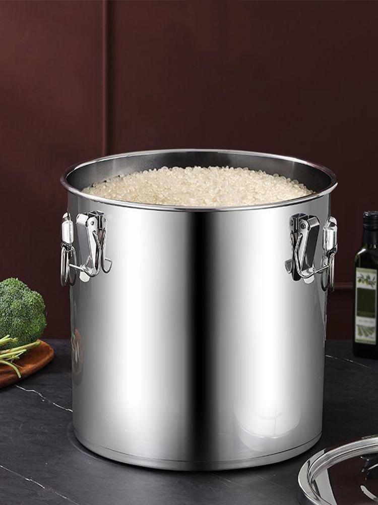 6/12/21/33L 304 Stainless Steel Food Storage Container Food Oil Sugar Milk Storage Bucket for Household Kitchen Bar Restaurants