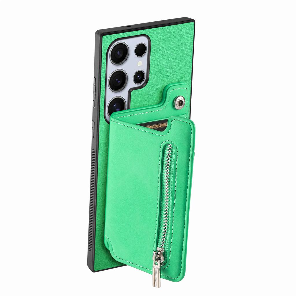 For Samsung Galaxy S25 Ultra Case Magnetic Detachable Zipper Card Holder Leather Phone Back Cover