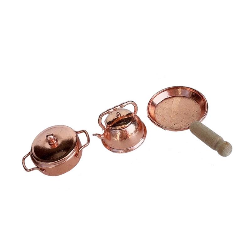 1/12 Dollhouse Frying Pan Soup Pot Kettle Set Doll Home Kitchen Cookware Decoration Dolls House Living Scene Accessories