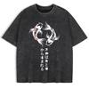 Japanische Koi Harajuku Drucke Gewaschene T-Shirts Herren Baumwolle Oversize T-Shirt Sommer Rundhals Kurzarm Oberteile Kleidung