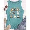 Elegant Vest for Women Multi-pattern cat and floral print casual loose summer tank top Fashionable and soothing cute pet-themed tops for commuting,