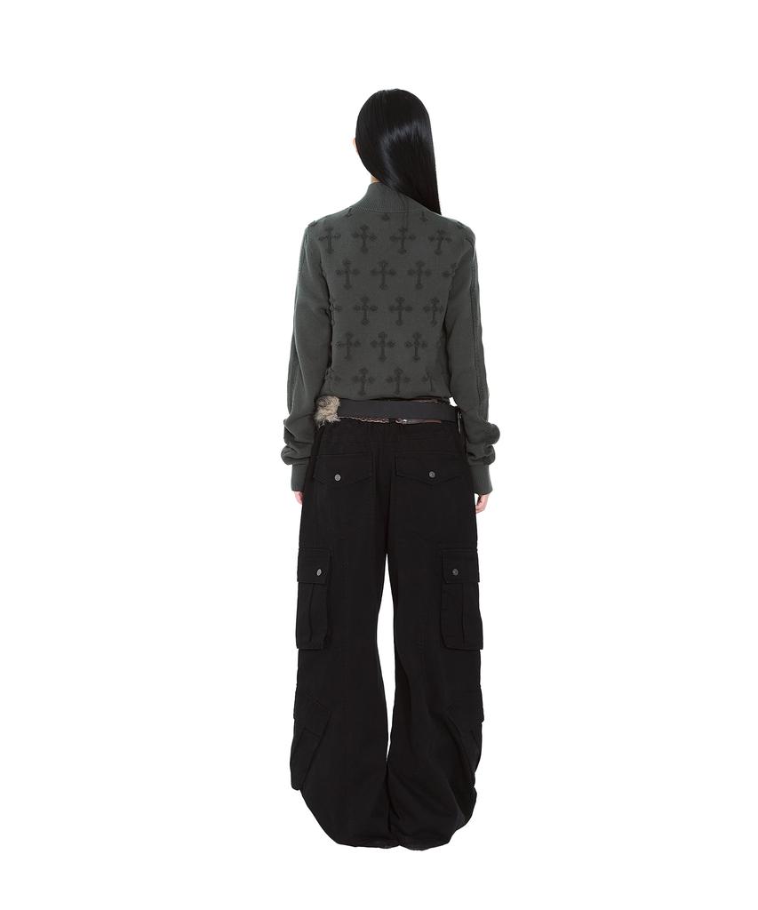 AAKAM Cross Boucle Knit Zip-Up (Khaki)