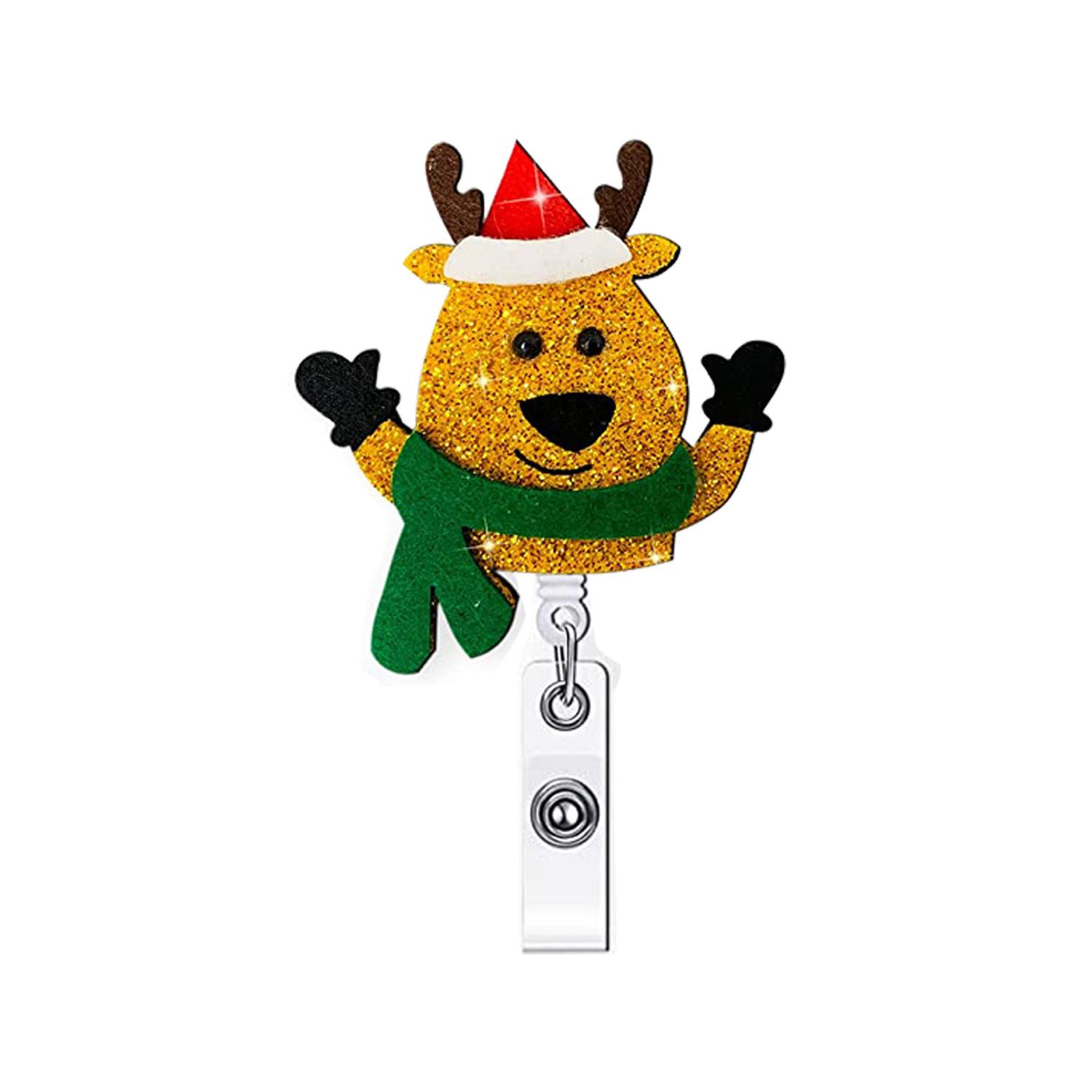 Retractable Badge Glitter Christmas Badge Badge Holder Retractable For Staff Holiday Season Doctors