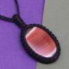 Agate Necklace Red Macrame Gemstone Beaded Macrame Necklace Stone Red Handmade