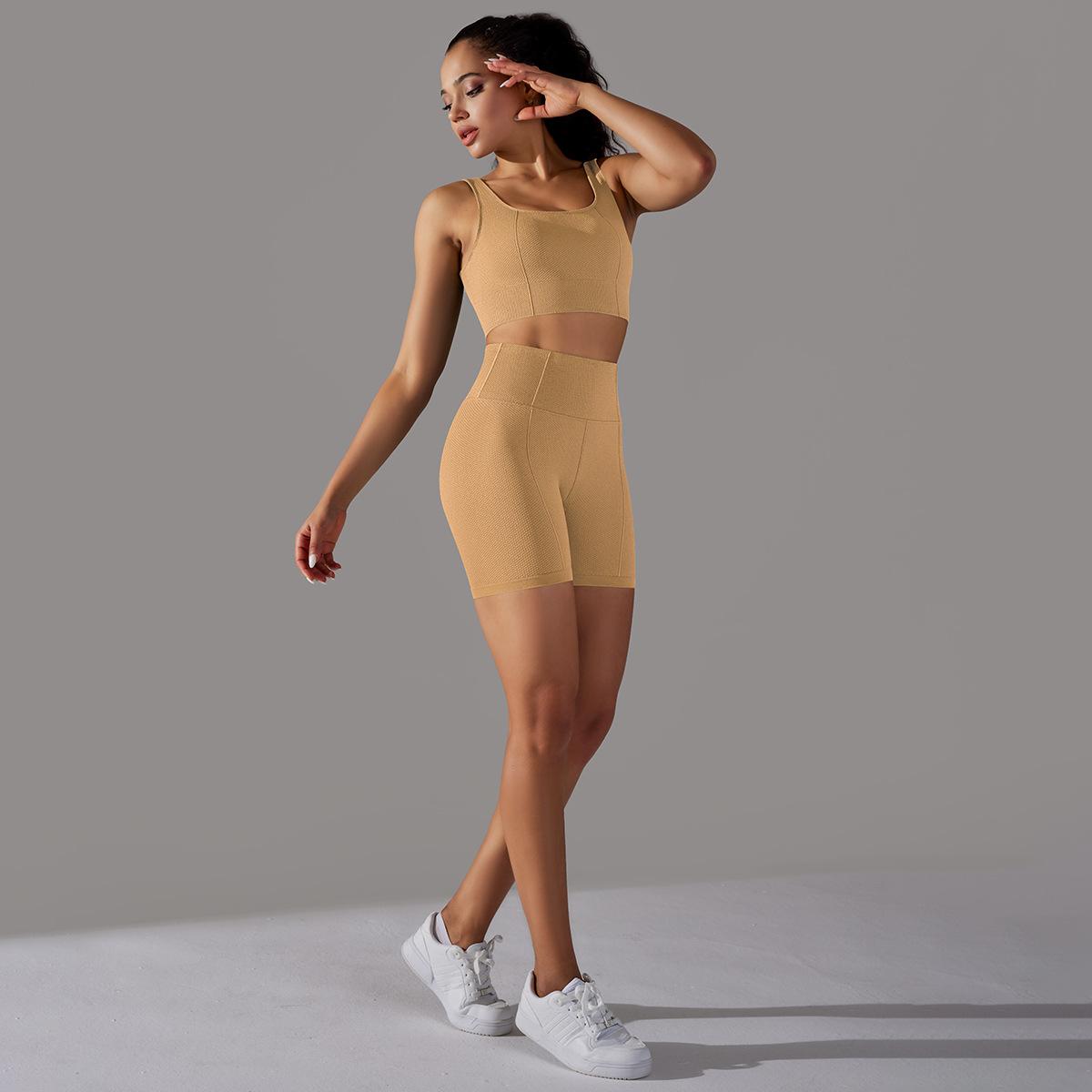 

Nessaj Жіночий спортивний одяг для бігу без рукавів на животику Push Up Короткі шорти для фітнесу Безшовний набір для йоги з високою талією L